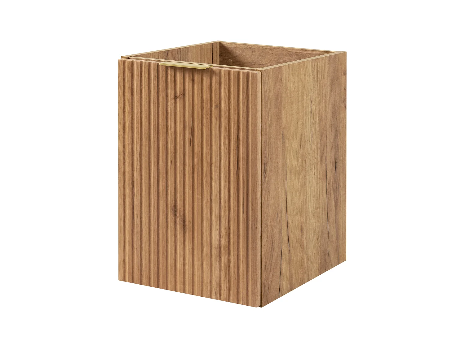 Meuble de salle de bain avec panier à linge, chêne Craft, 40 x 57 x 46 cm, poignées dorées