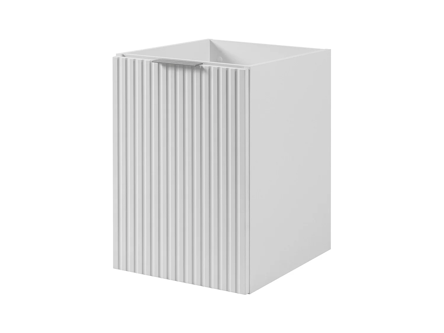 Meuble de salle de bain avec panier à linge, blanc, 40 x 57 x 46 cm, poignées en argent