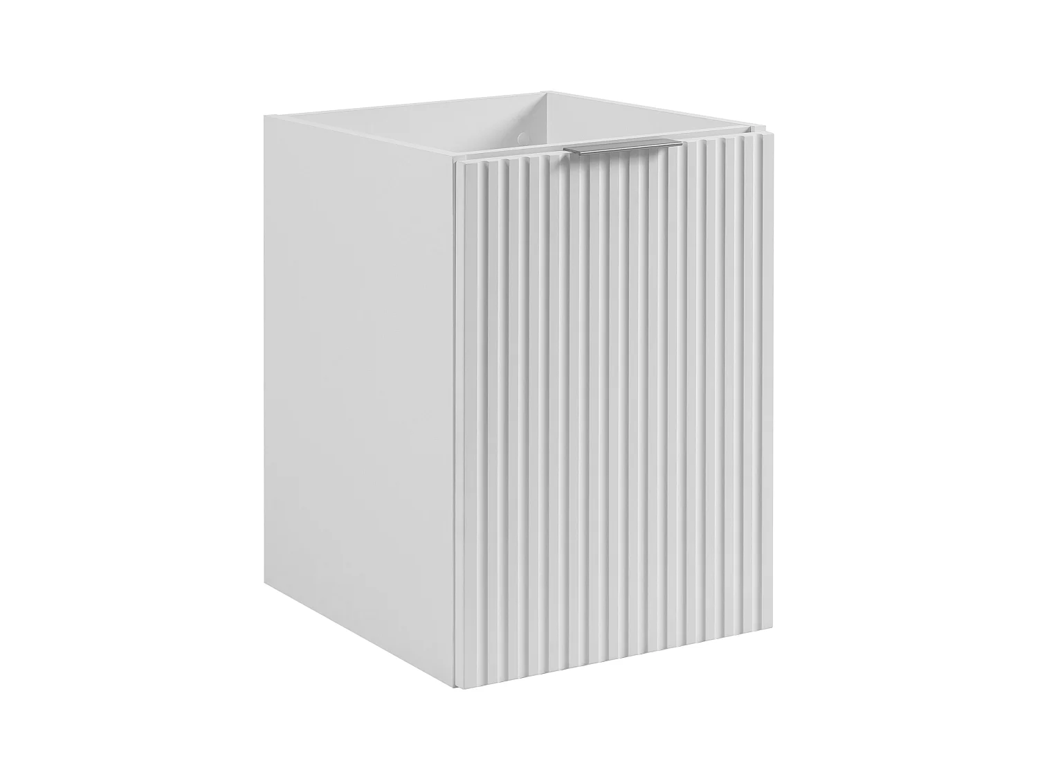 Meuble de salle de bain avec panier à linge, blanc, 40 x 57 x 46 cm, poignées en argent
