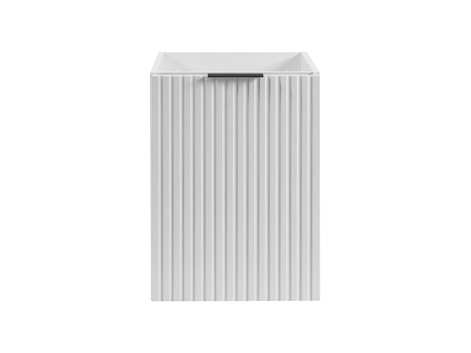 Meuble de salle de bain avec panier à linge, blanc, 40 x 57 x 46 cm, poignées noires