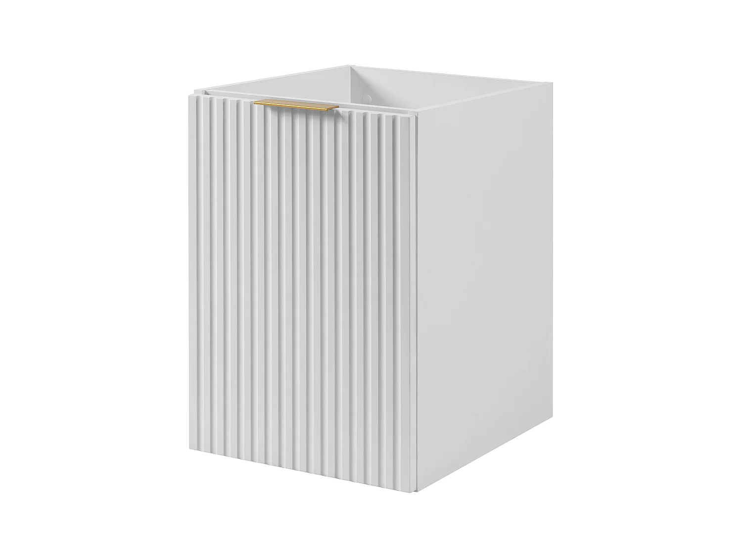 Meuble de salle de bain avec panier à linge, blanc, 40 x 57 x 46 cm, poignées dorées