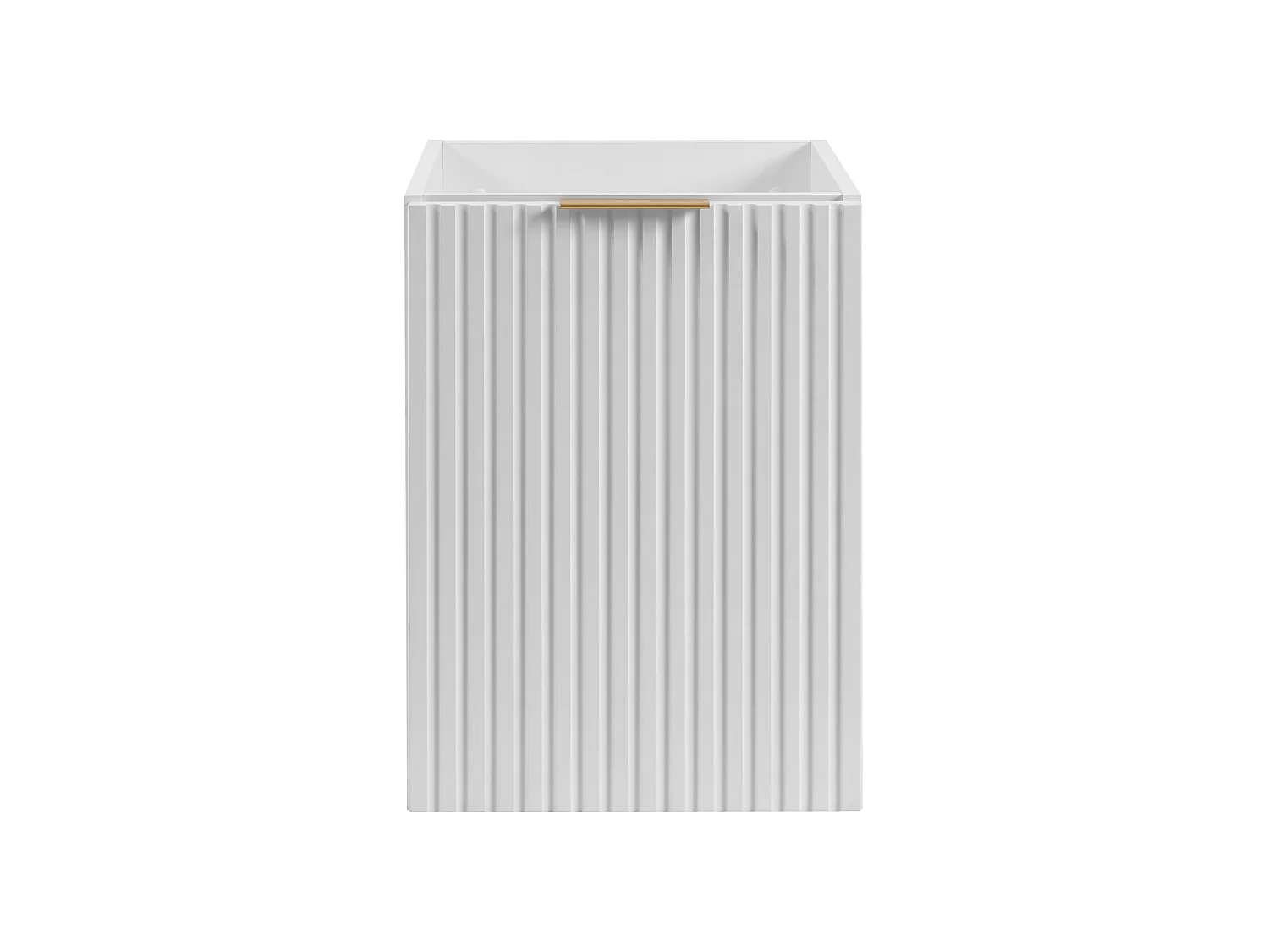 Meuble de salle de bain avec panier à linge, blanc, 40 x 57 x 46 cm, poignées dorées