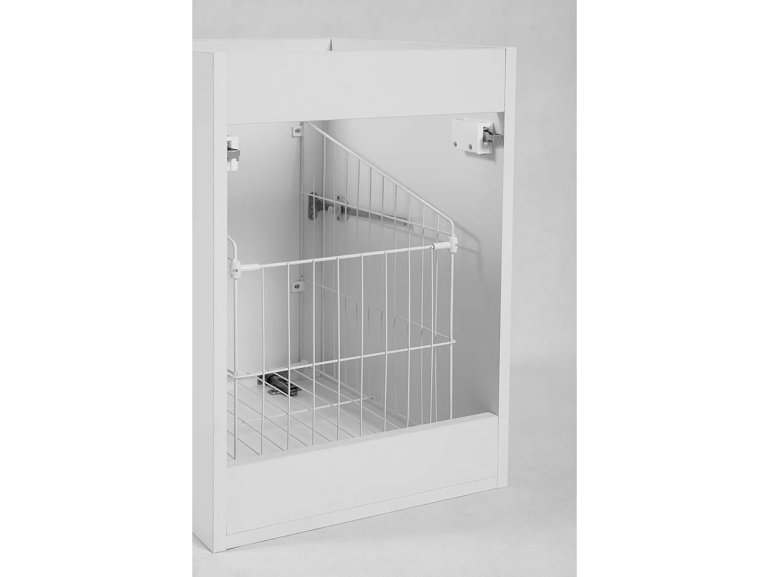 Meuble de salle de bain avec panier à linge, blanc, 40 x 57 x 46 cm, poignées dorées