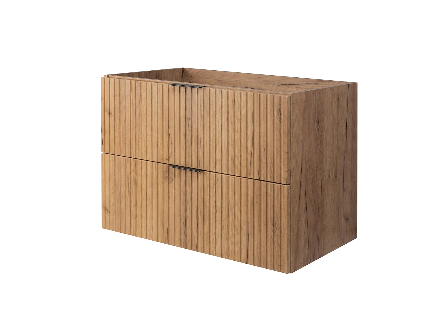 Wandhängender Badezimmerschrank, Eiche Craft / schwarze Marmorplatte (MDF), 120 x 57 x 46 cm