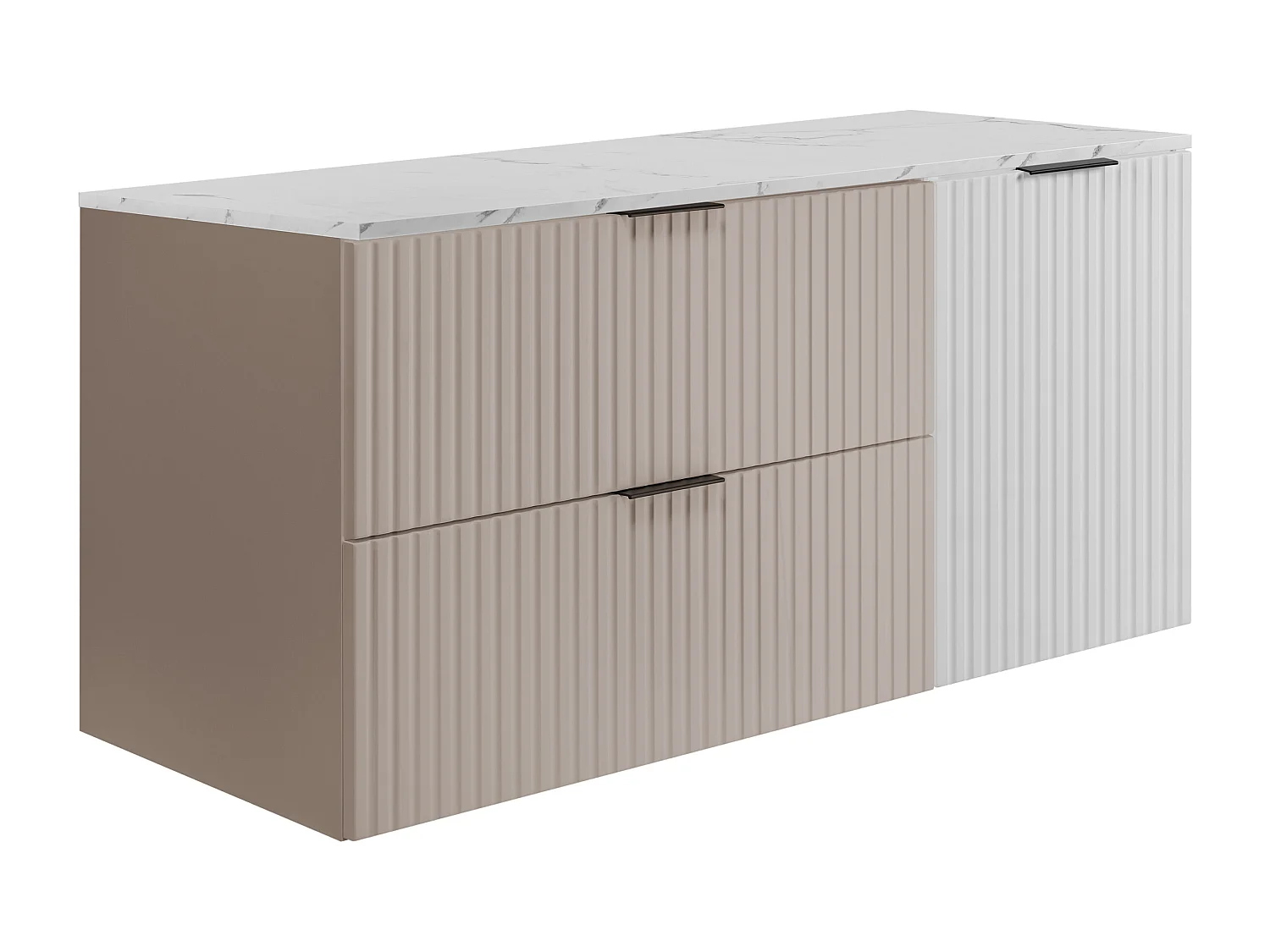 Wandhängender Badezimmerschrank, Kaschmir /weißem Marmor (MDF), 120 x 57 x 46 cm