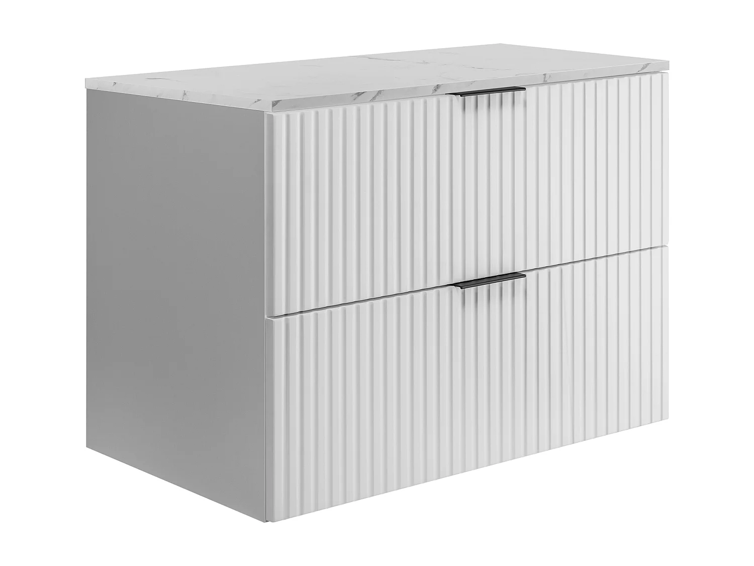 Wandhängender Badezimmerschrank, weiß / Arbeitsplatte aus weißem Marmor (MDF), 80 x 57 x 46 cm