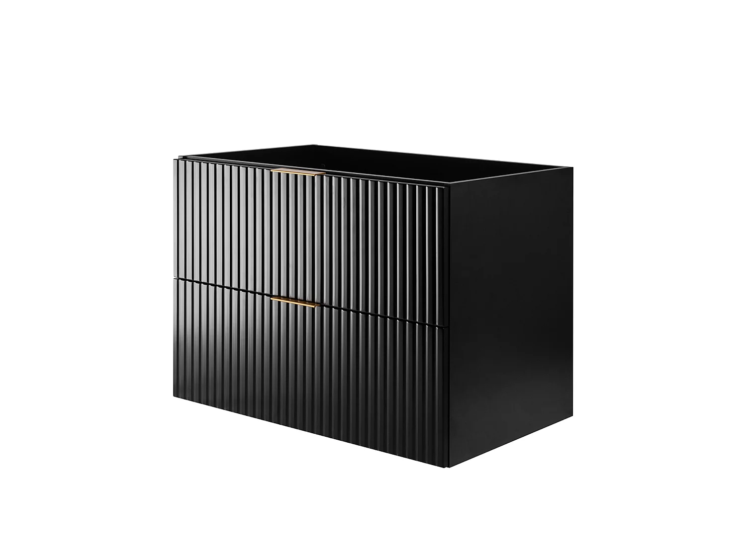 Wandhängender Badezimmerschrank, schwarz / schwarze Marmorarbeitsplatte (MDF), 80 x 57 x 46 cm