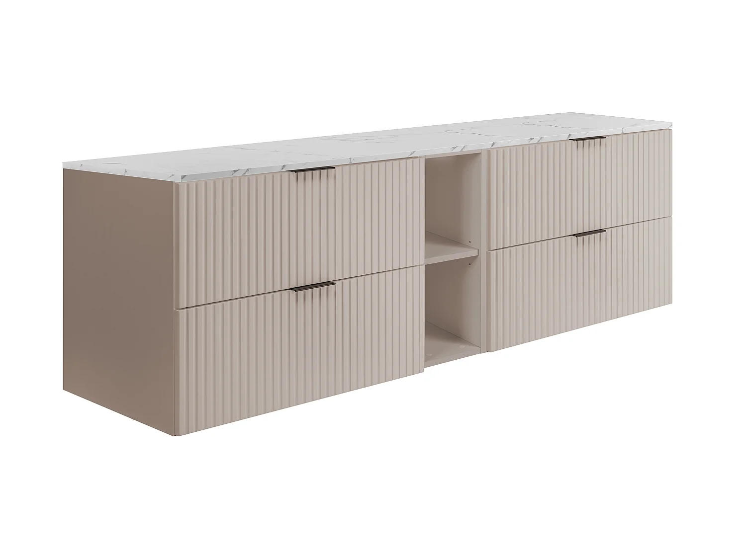 Wandhängender Badezimmerschrank, Kaschmir / weißem Marmor (MDF), 180 x 57 x 46 cm