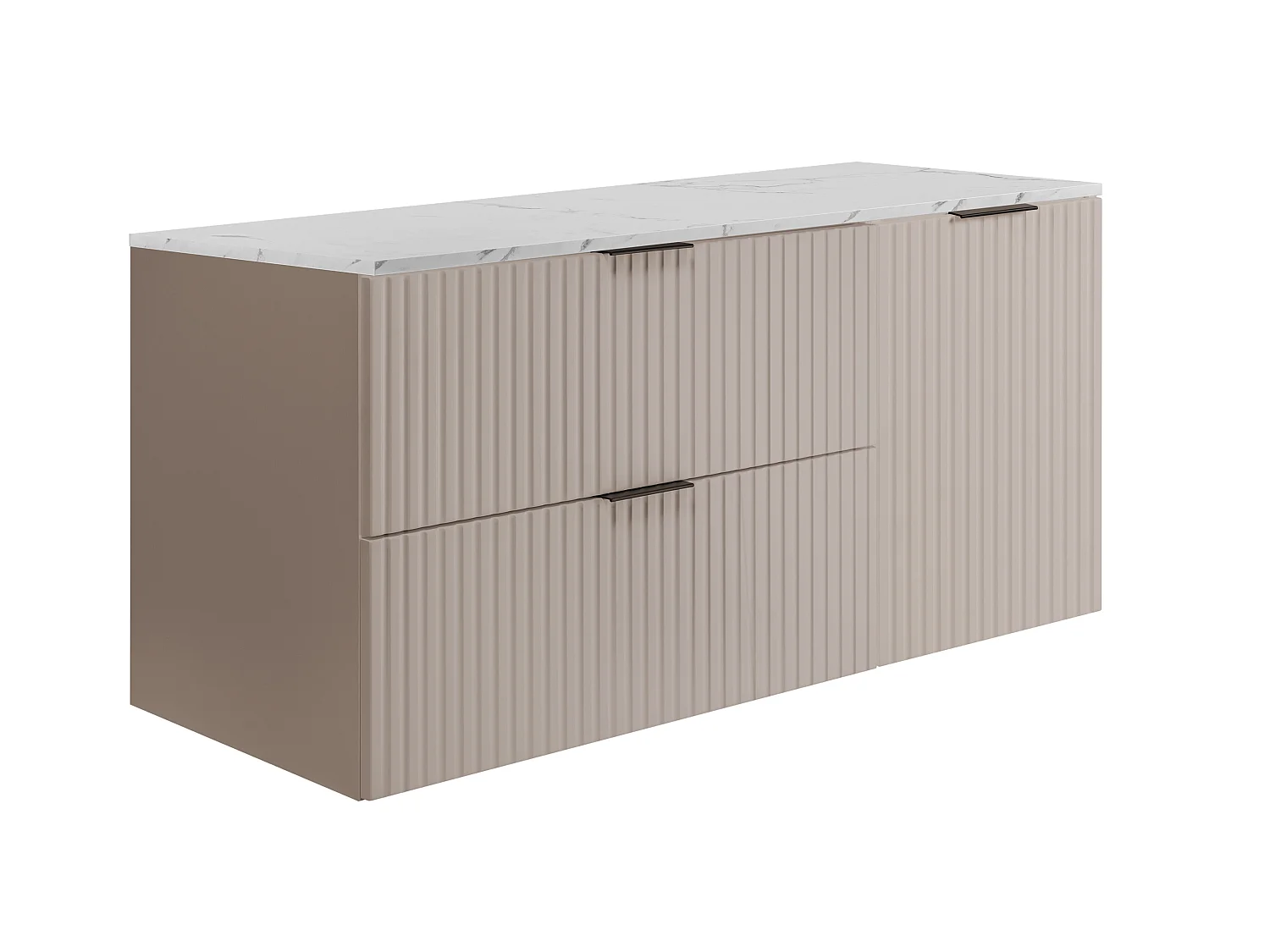 Wandhängender Badezimmerschrank, Kaschmir /weißem Marmor (MDF), 120 x 57 x 46 cm