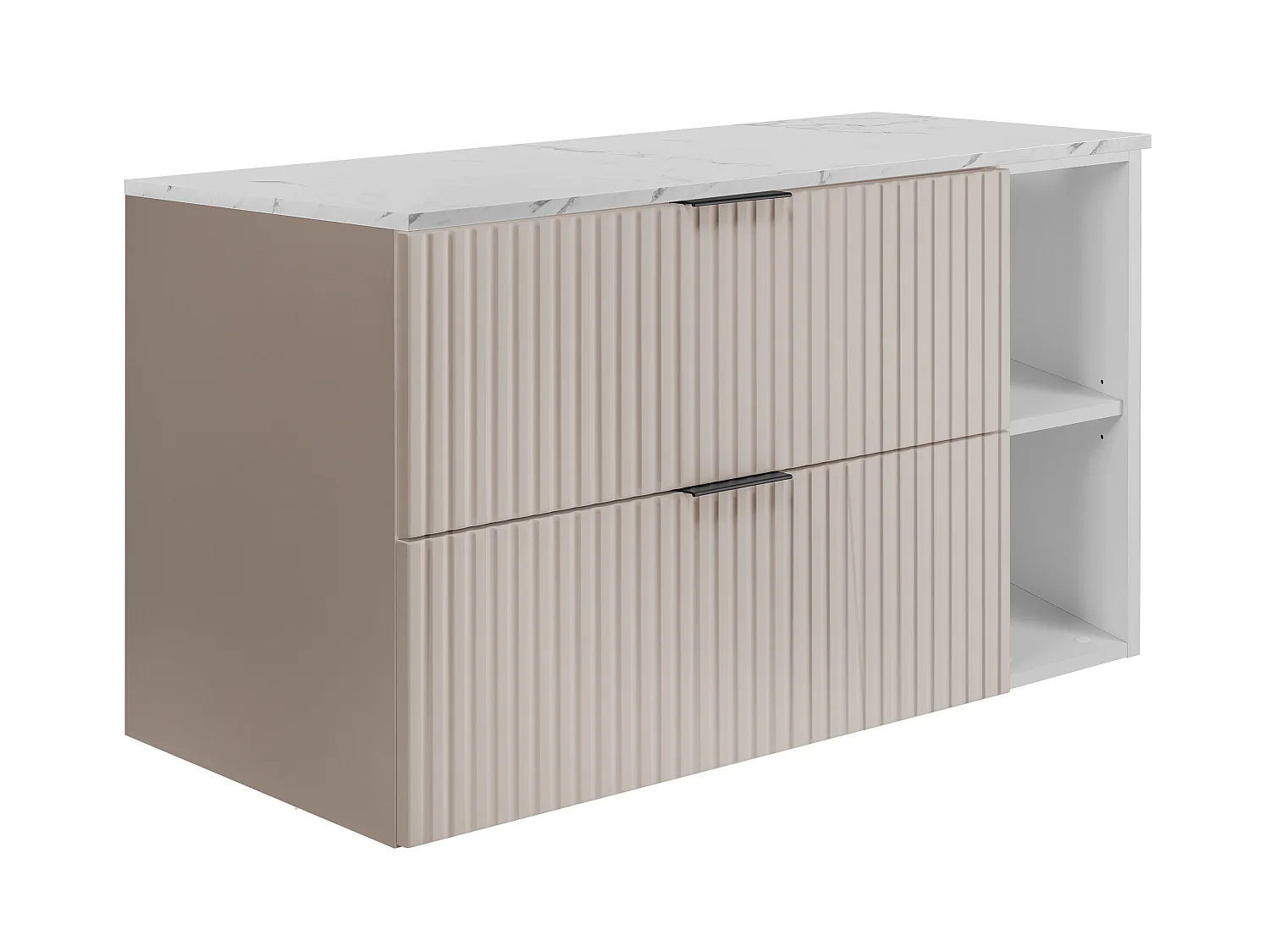 Wandhängender Badezimmerschrank, Kaschmir /weißem Marmor (MDF), 100 x 57 x 46 cm