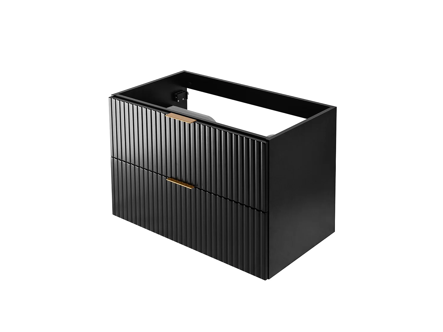 Wandhängender Badezimmerschrank, schwarz / schwarze Marmorarbeitsplatte (MDF), 120 x 57 x 46 cm