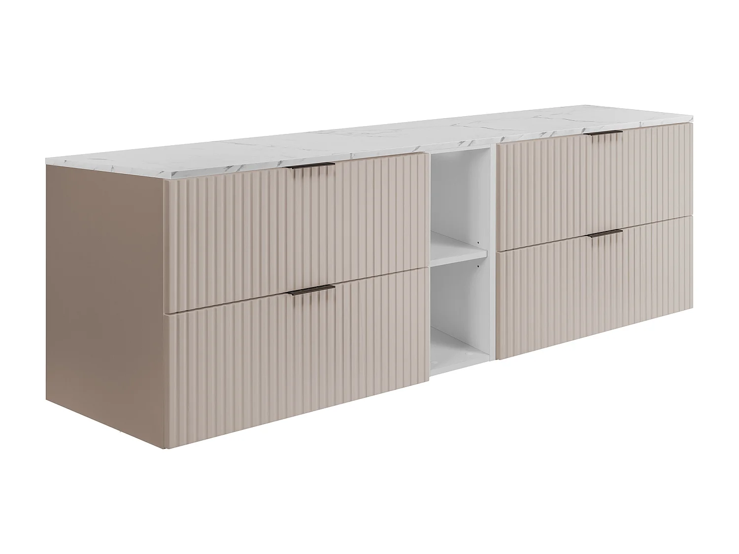 Meuble de salle de bain suspendu, cachemire / marbre blanc (MDF), 180 x 57 x 46 cm