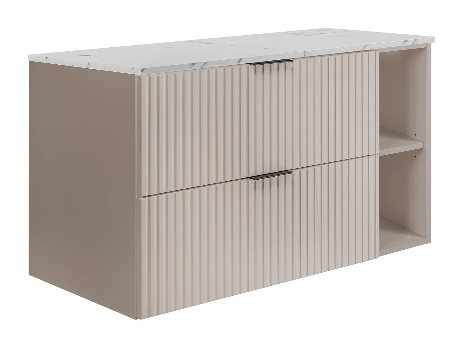Meuble de salle de bain suspendu, cachemire (MDF) / marbre blanc, 100 x 57 x 46 cm
