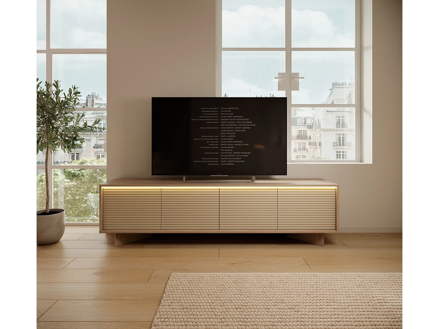Fernsehschrank, Natur-Bolivar, 203,9 x 54,4 x 40 cm