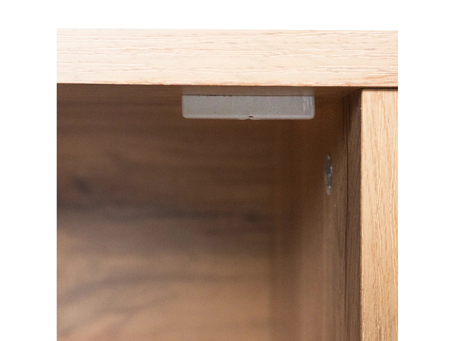 Modern TV stand with 2 doors and 2 open compartments - 160.5 x 35.5 x 45 cm - Particleboard - Wood color