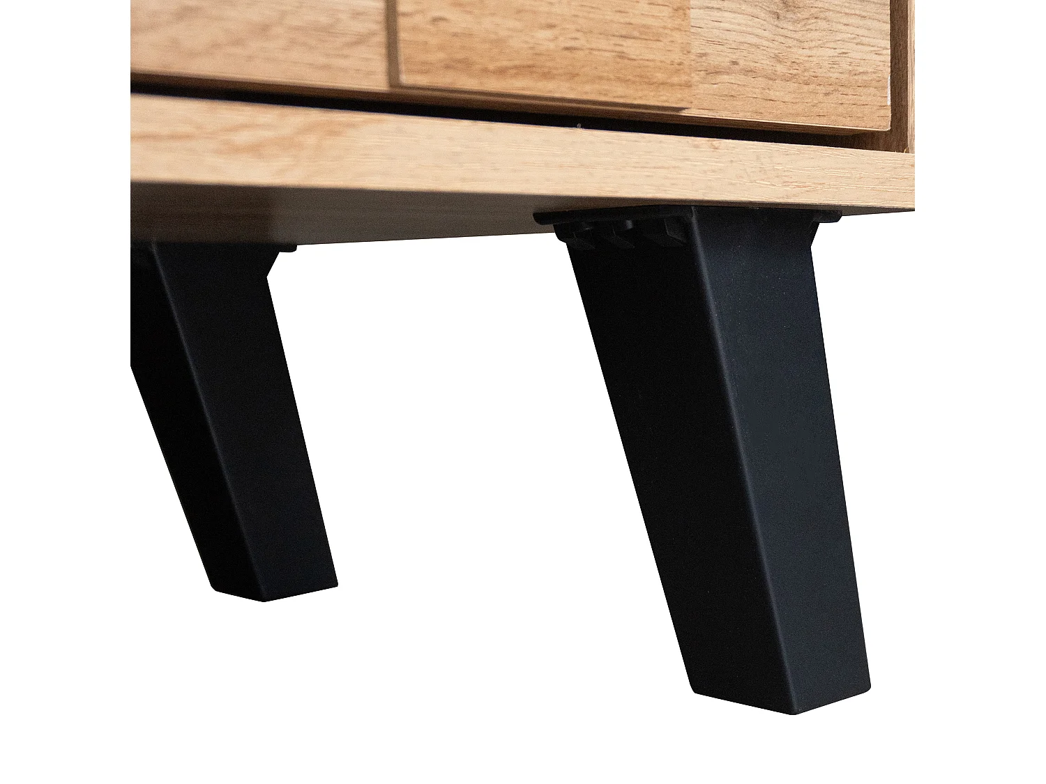 Modern TV stand with 2 doors and 2 open compartments - 160.5 x 35.5 x 45 cm - Particleboard - Wood color