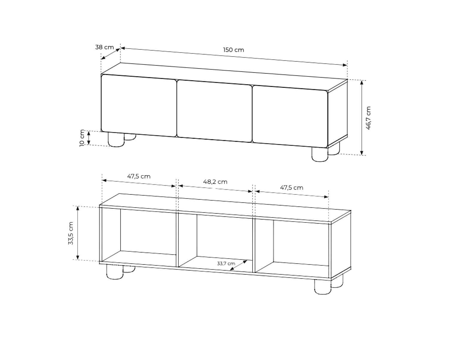 TV-meubel, Vicenza eikenhout, 150 x 46,7 x 38 cm