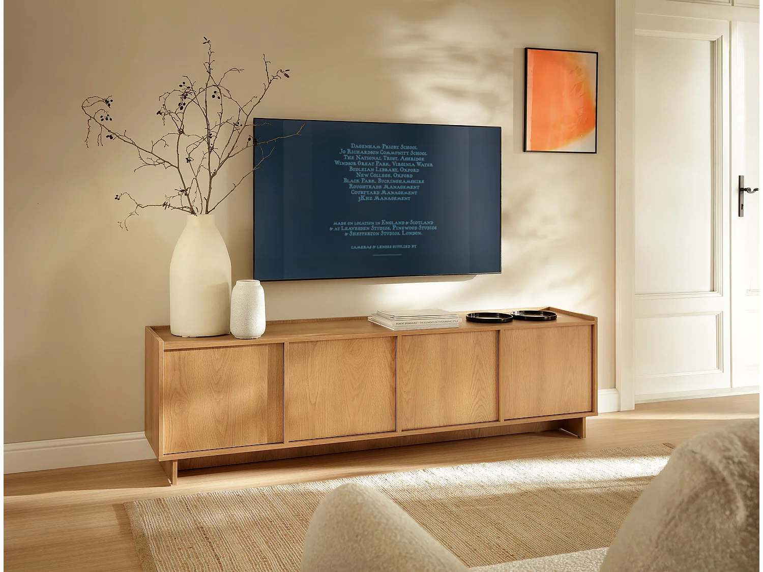 TV Schrank, karamellfarbene Eiche, 195 x 55 x 39 cm