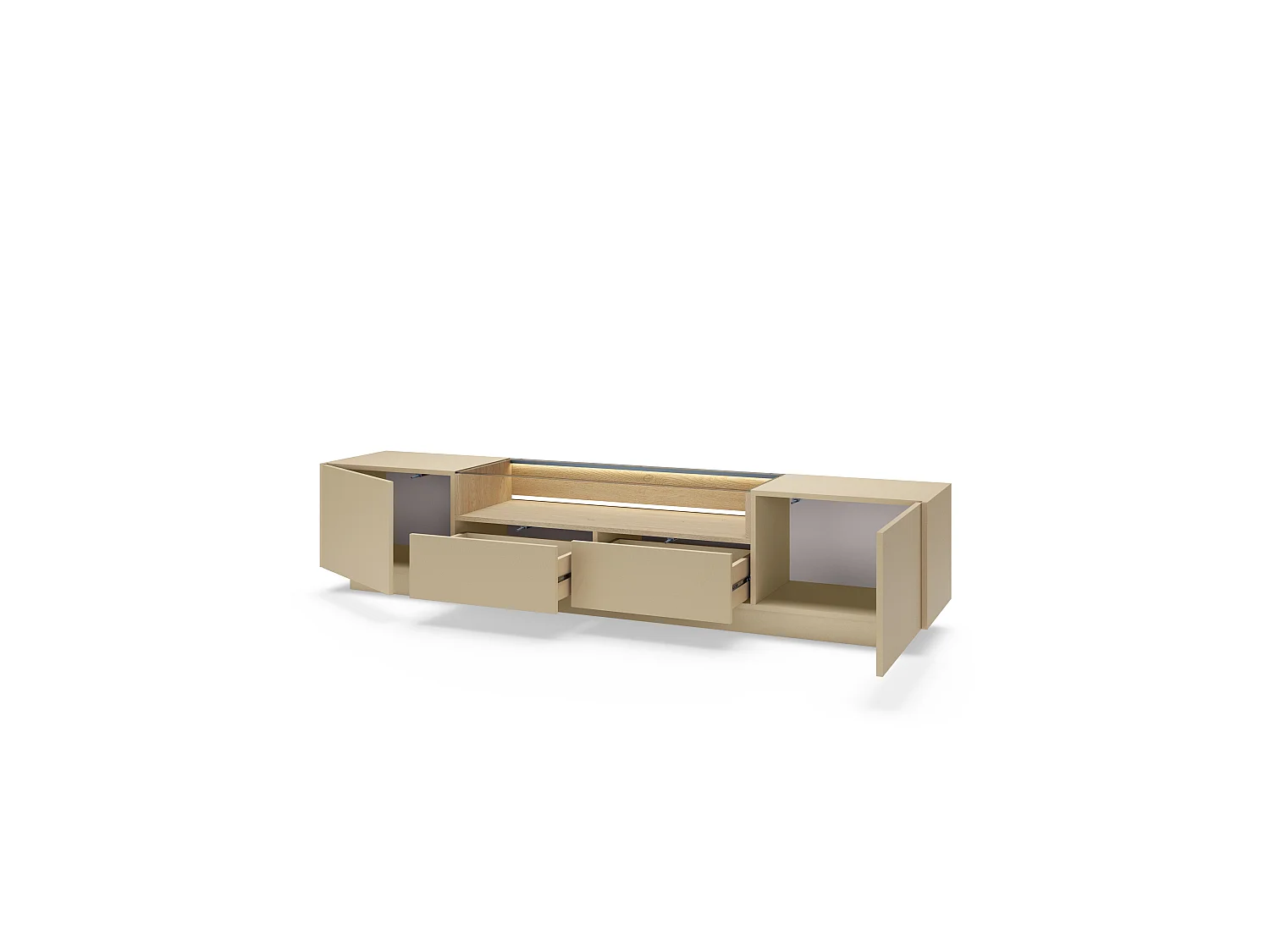 TV-Schrank, Kakao + Cremona-Eiche, 203 x 43,4 x 39,5 cm