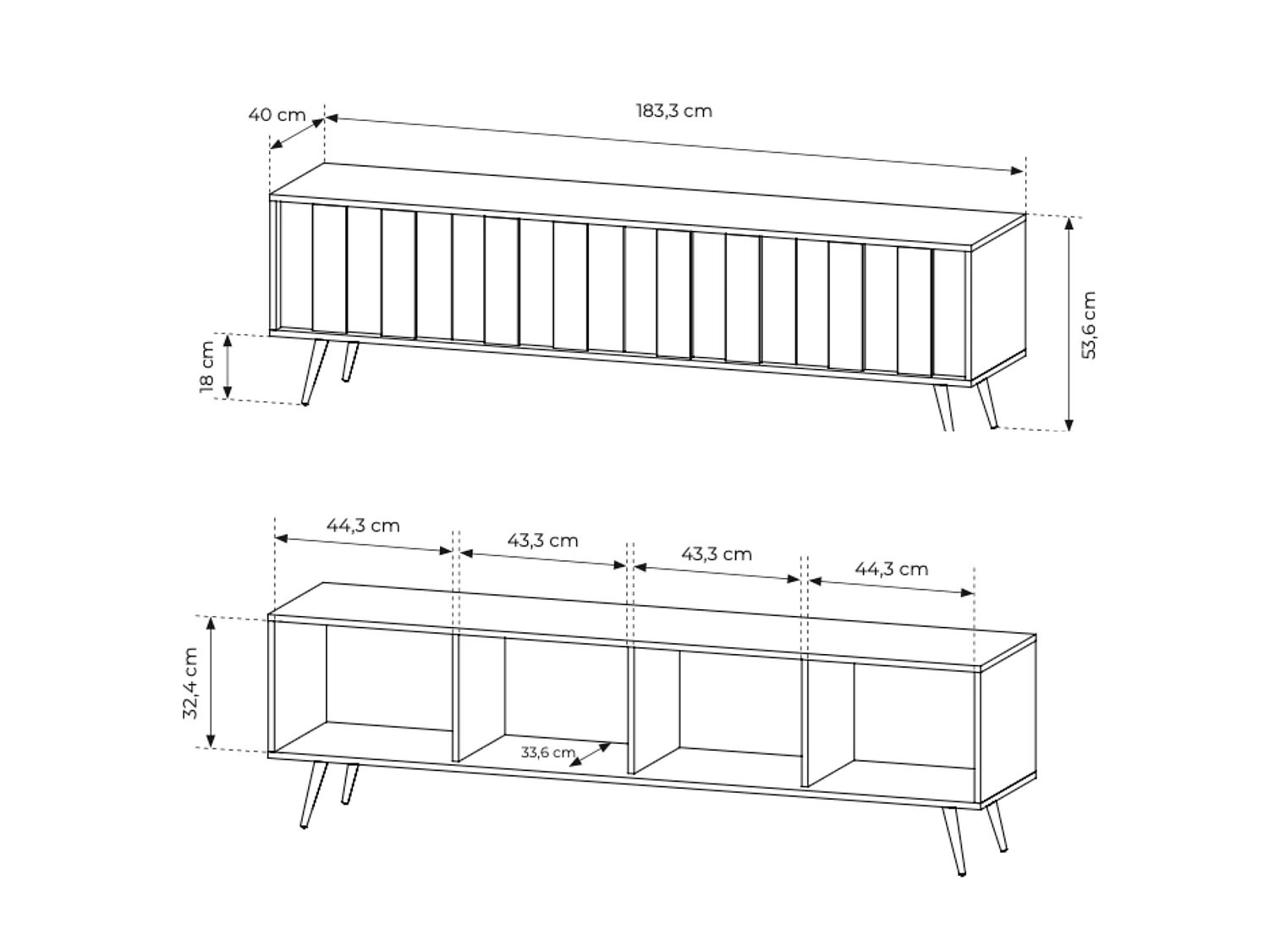 TV-Schrank, Dunin-Eiche, 183,3 x 53,6 x 40 cm