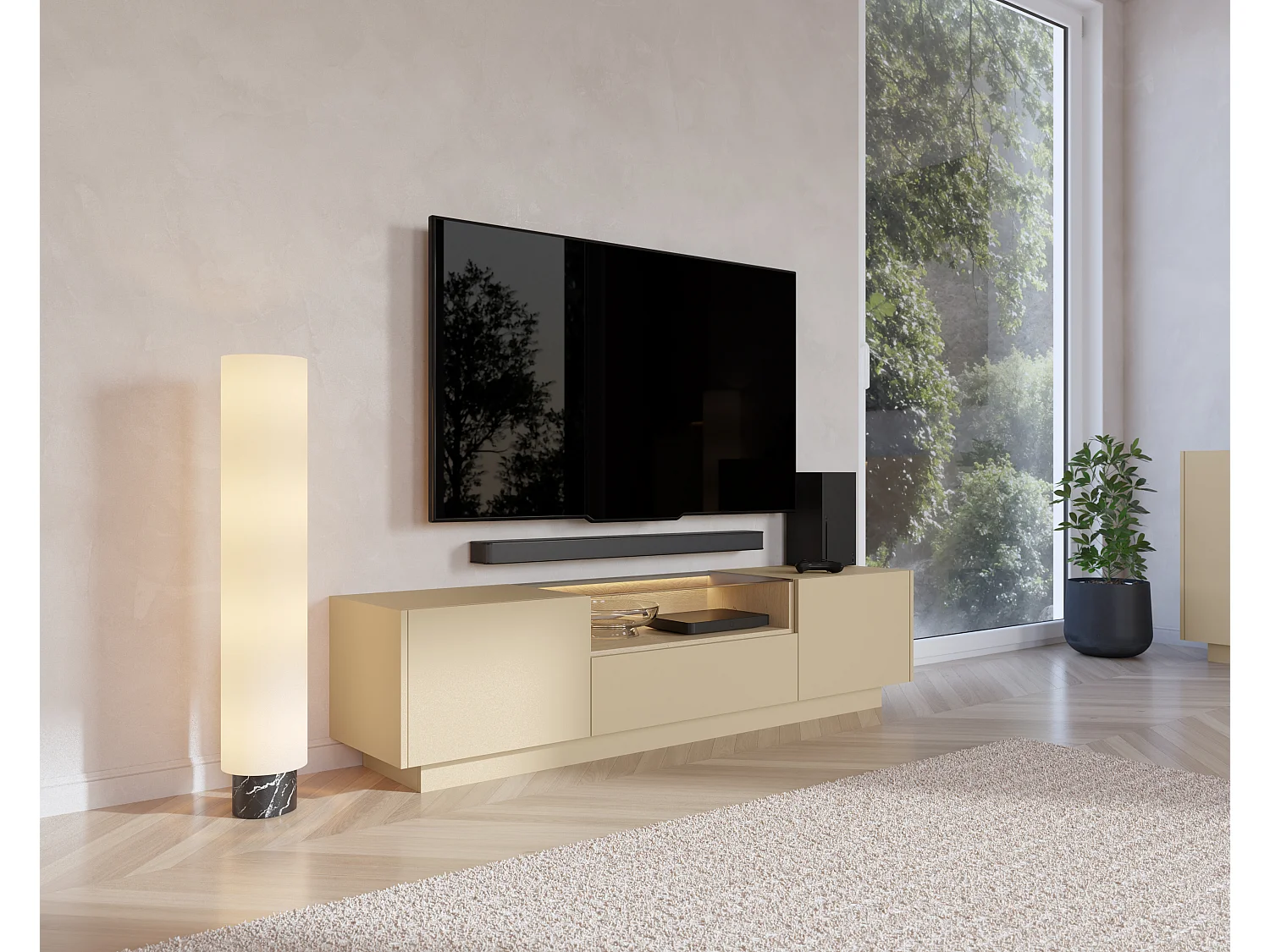 TV-Schrank, Kakao + Cremona-Eiche, 176,4 x 43,4 x 39,5 cm
