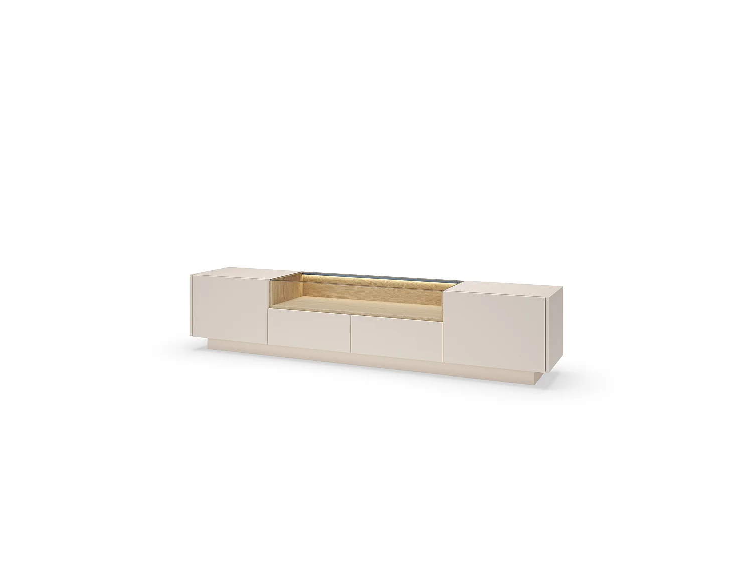 TV-Schrank, beige + cremona Eiche, 203 x 43,4 x 39,5 cm
