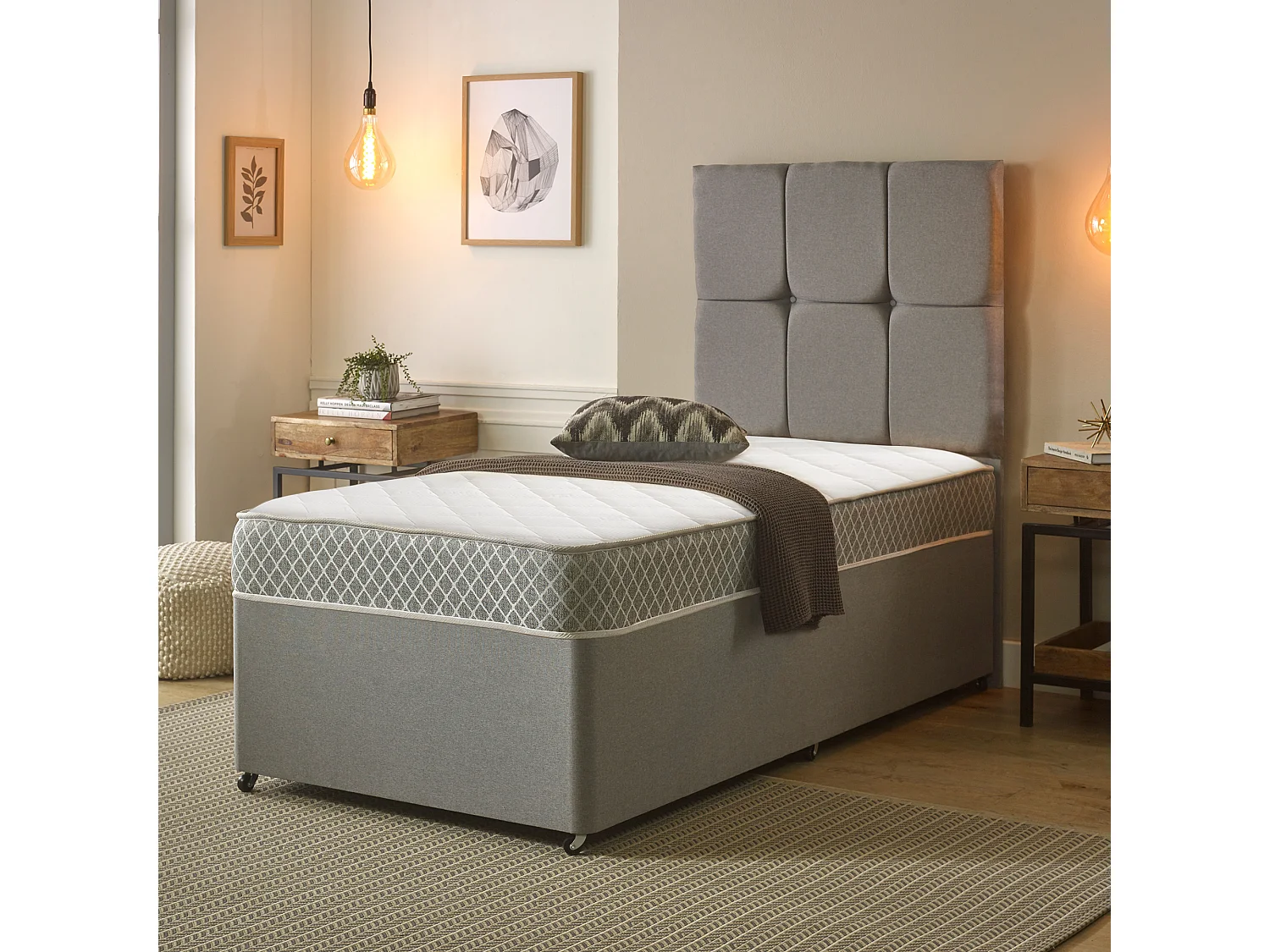 Diamond Memory Foam and Spring Hybrid Mattress Breathable Cooling