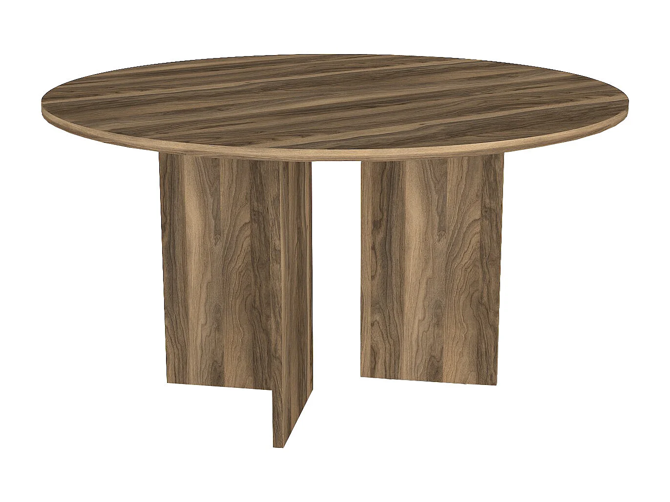 Table à manger ronde 6 personnes - Naturel foncé - TOPANIA