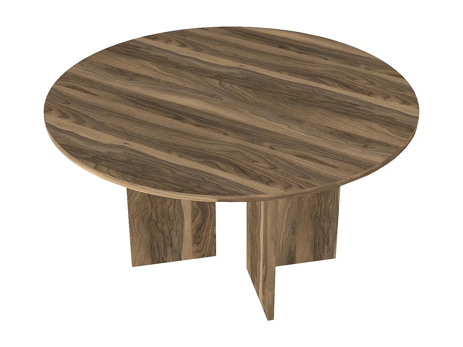 Table à manger ronde 6 personnes - Naturel foncé - TOPANIA