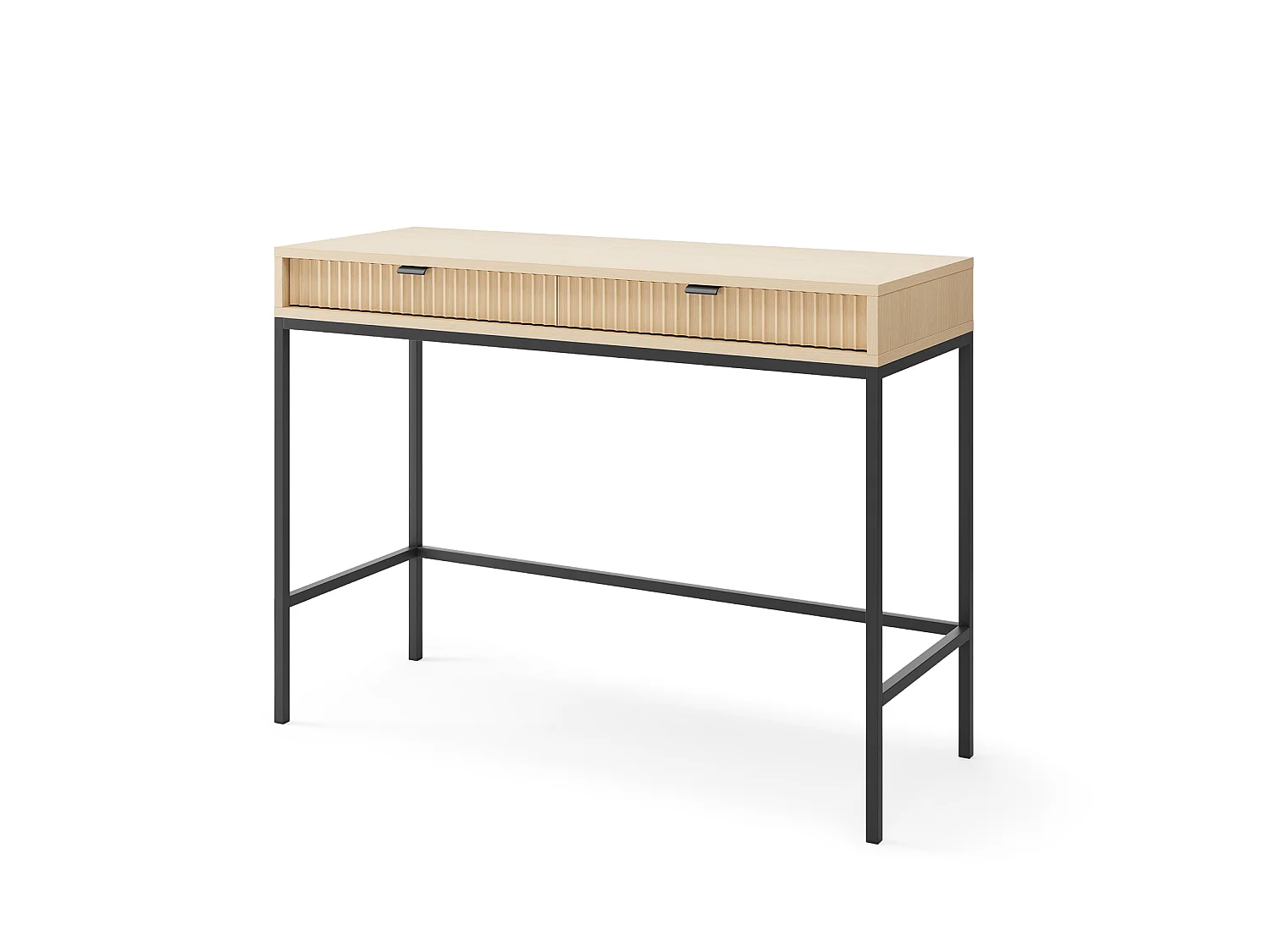 Coiffeuse : 2 tiroirs, chêne Vincenza, 104 x 78 x 50 cm, poignées Noires