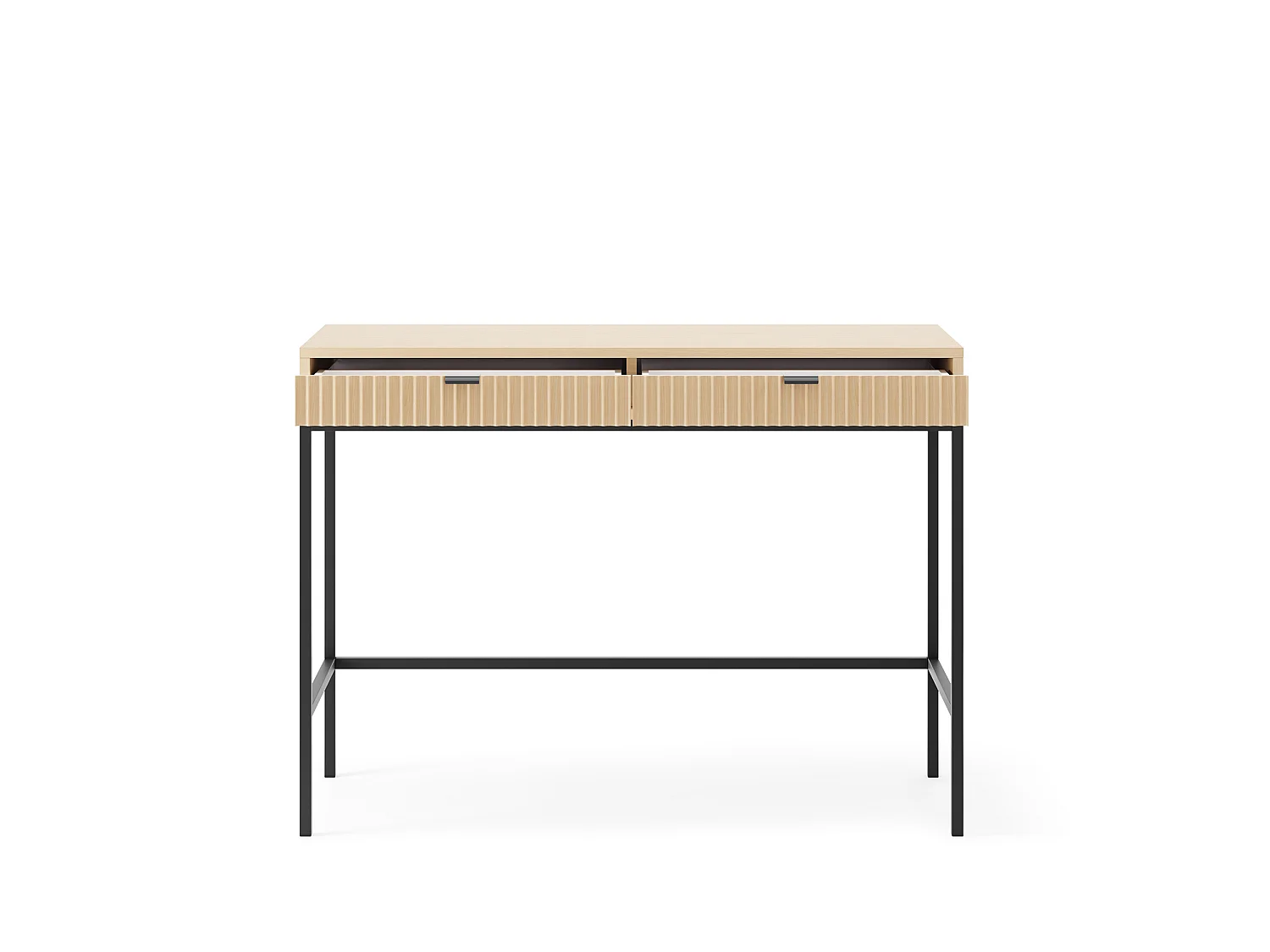 Coiffeuse : 2 tiroirs, chêne Vincenza, 104 x 78 x 50 cm, poignées Noires