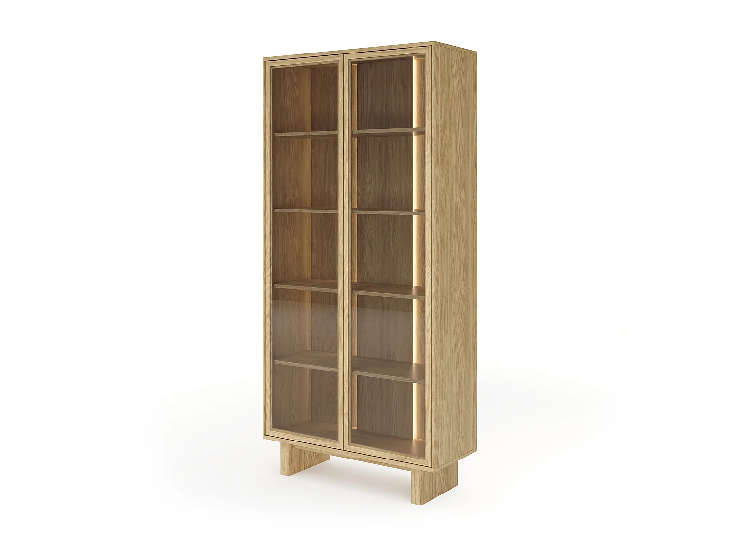 Vitrine, geölte Eiche, 93,5 x 194,8 x 38,1 cm