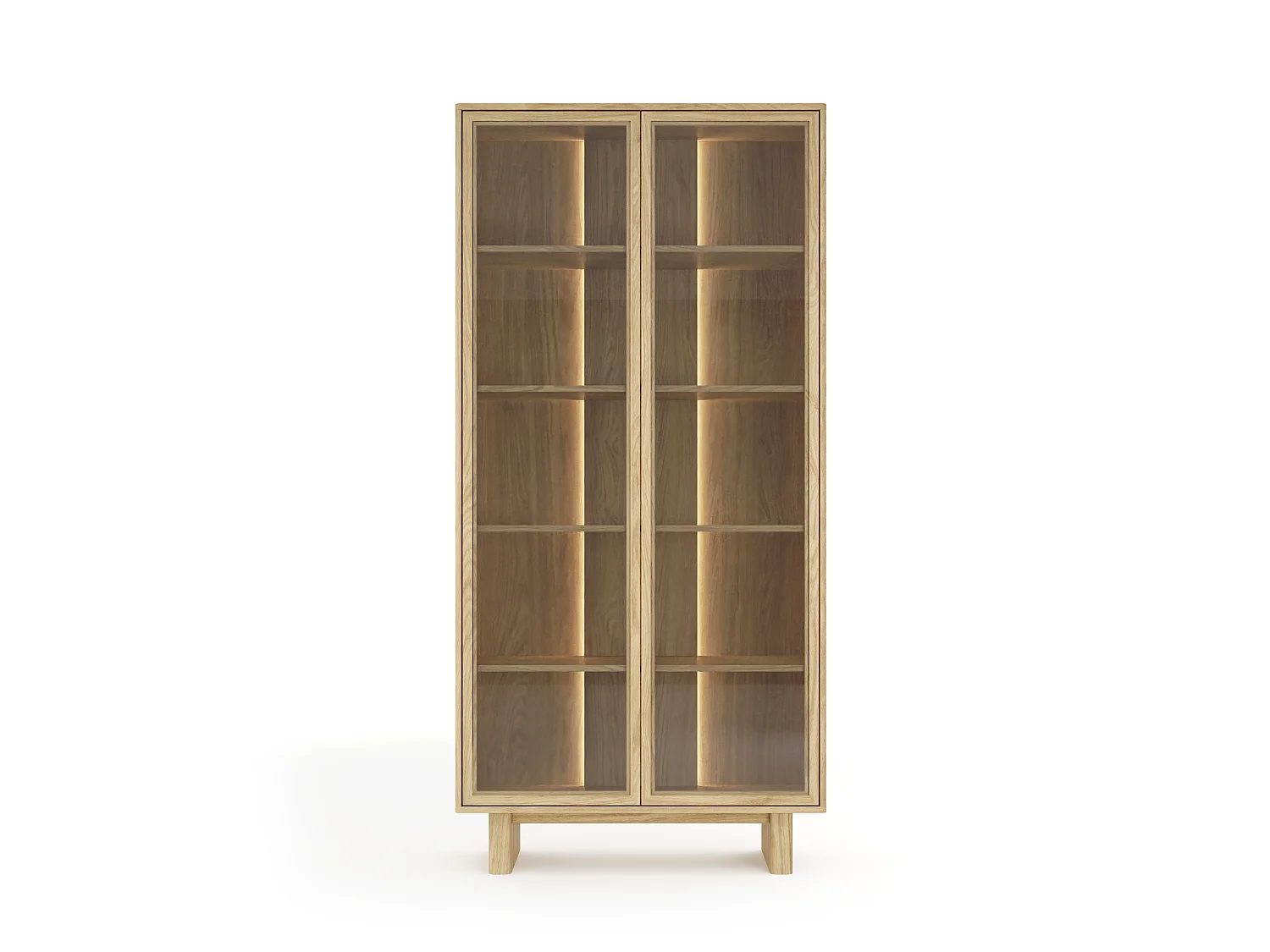 Vitrine, geölte Eiche, 93,5 x 194,8 x 38,1 cm