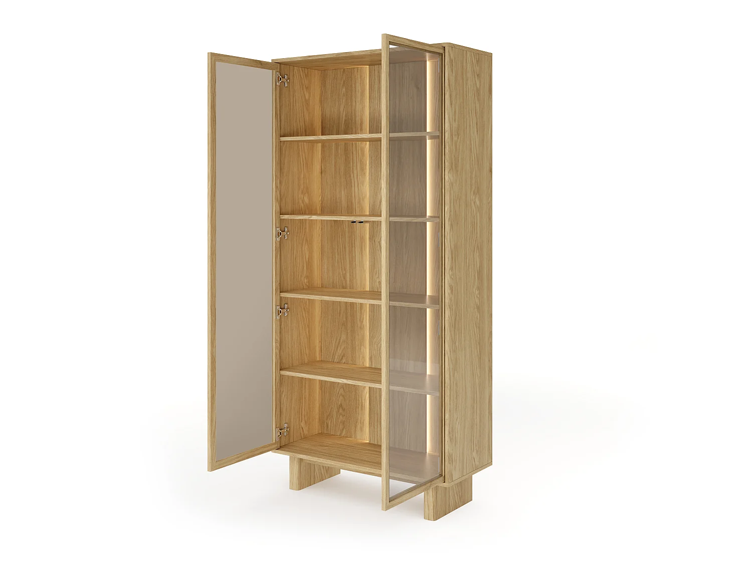 Vitrine, geölte Eiche, 93,5 x 194,8 x 38,1 cm