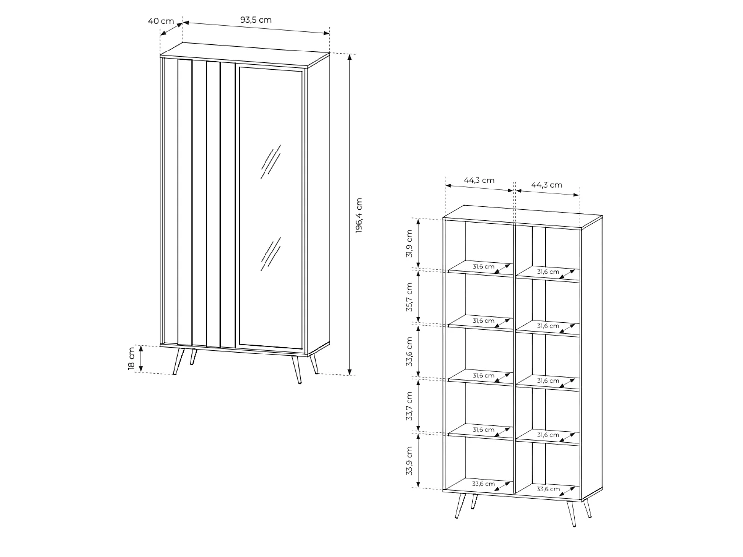 Vitrine, Dunin-Eiche, 93,5 x 196,4 x 40 cm