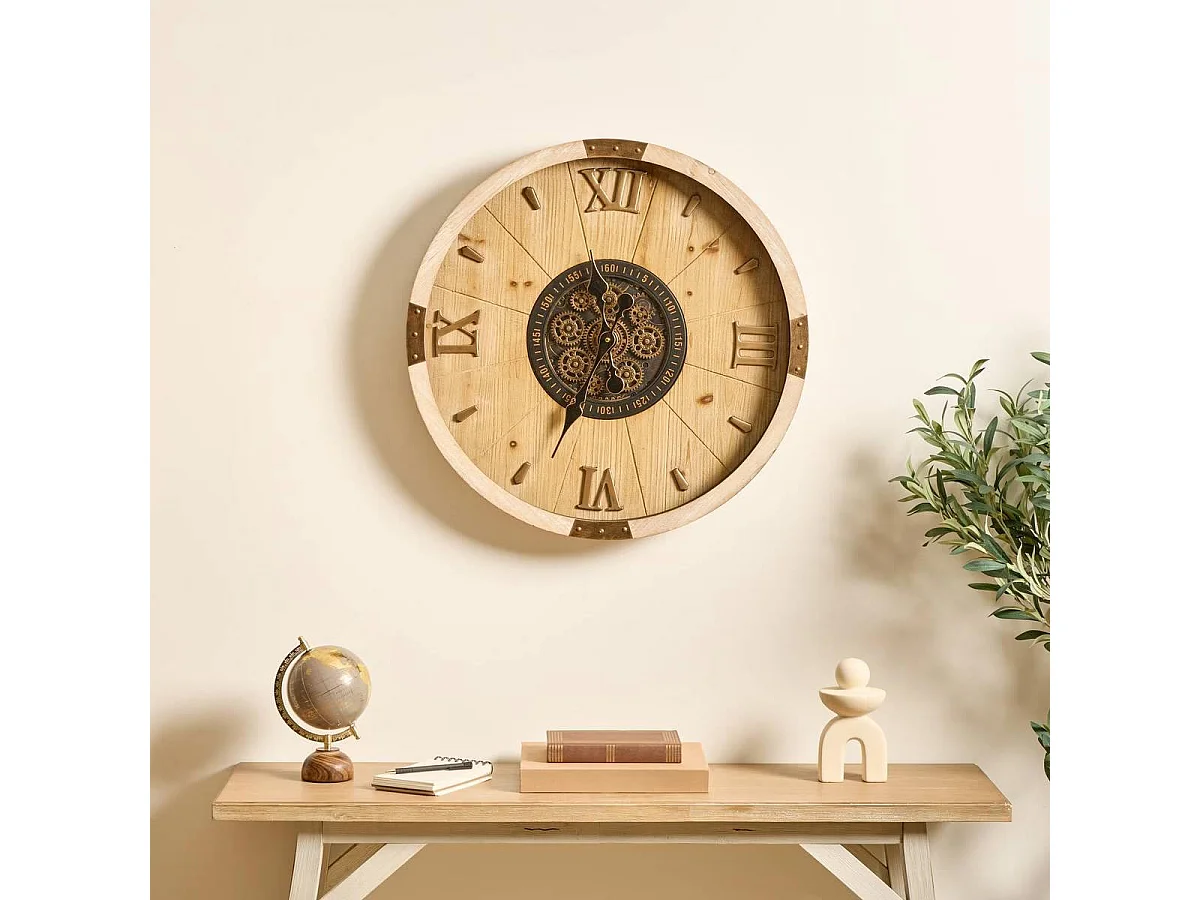 Horloge Murale Avec Mécanisme "Micka" 63cm Naturel
