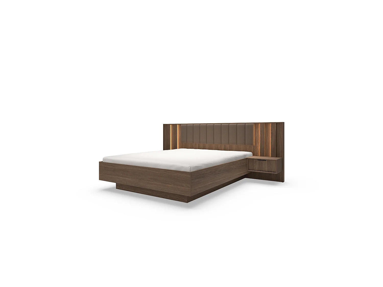 Cama + dos mesitas de noche, roble Dunin, 166,4 x 102 x 210 cm