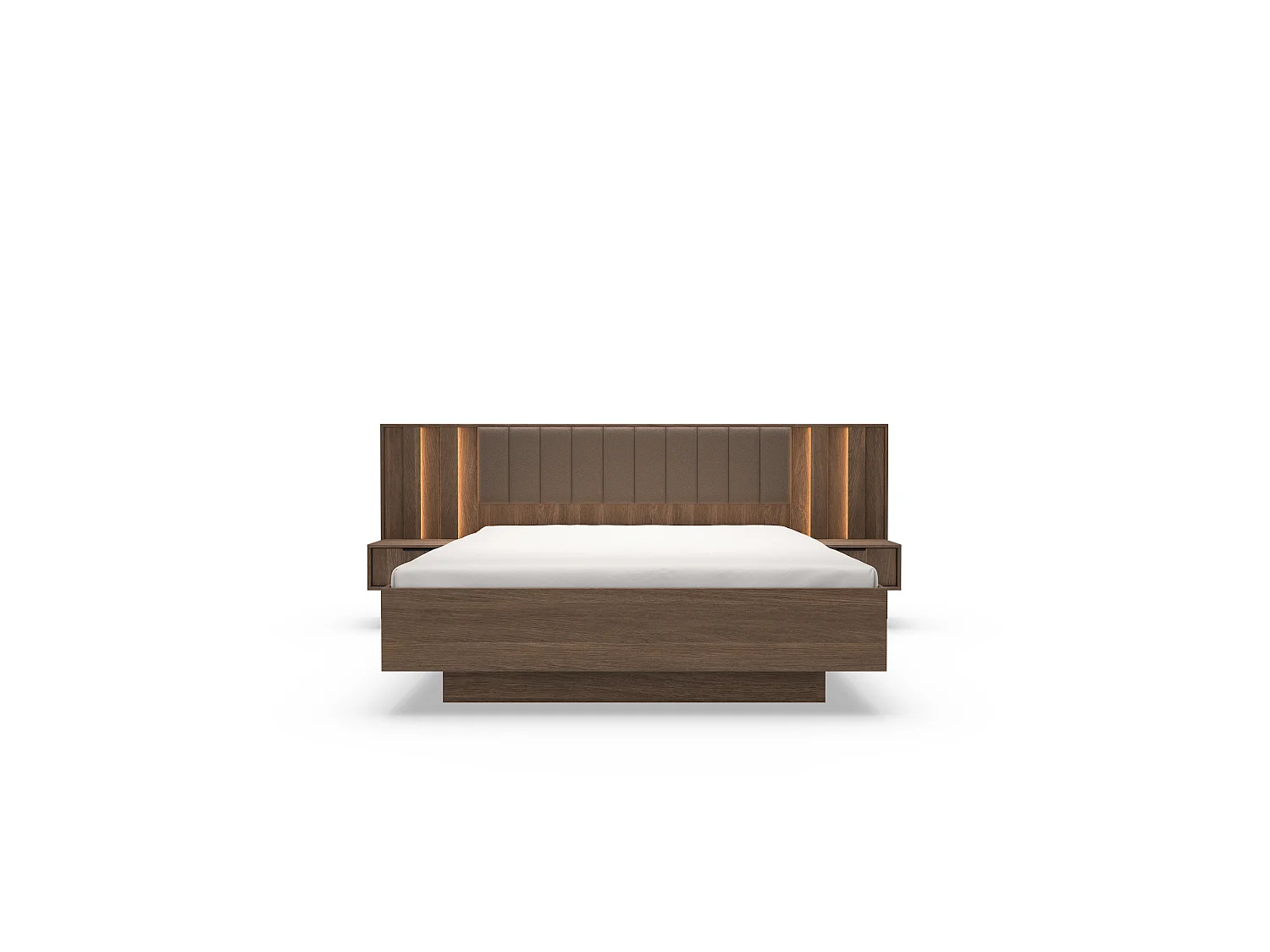 Cama + dos mesitas de noche, roble Dunin, 166,4 x 102 x 210 cm