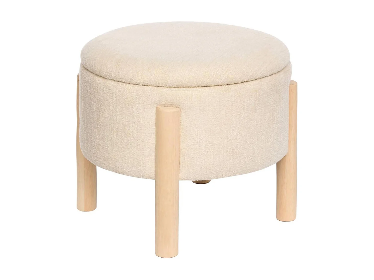 Pouf Coffre Chenille "Elki" 45cm Blanc