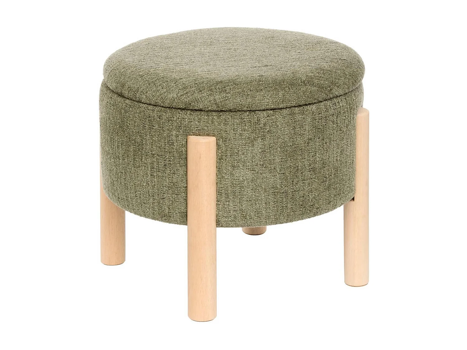 Pouf Coffre Chenille "Elki" 45cm Kaki