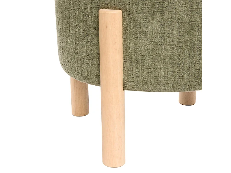 Pouf Coffre Chenille "Elki" 45cm Kaki