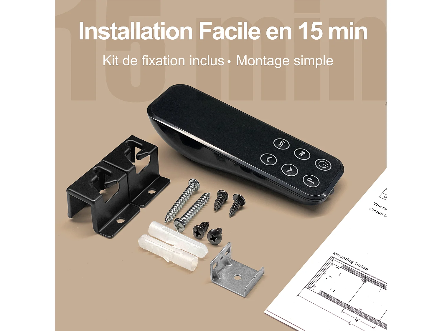 Chauffage électrique mural et mobile 1500W WiFi fin 70mm noir