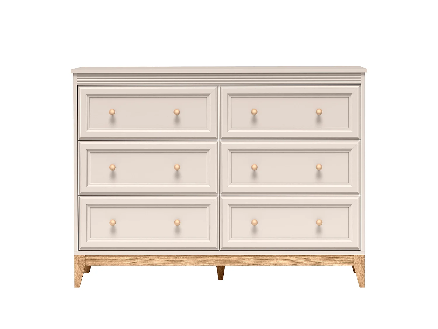AX LIVING Kommode Nymphen Cashmere 6 Schubladen MDF Eiche Beine