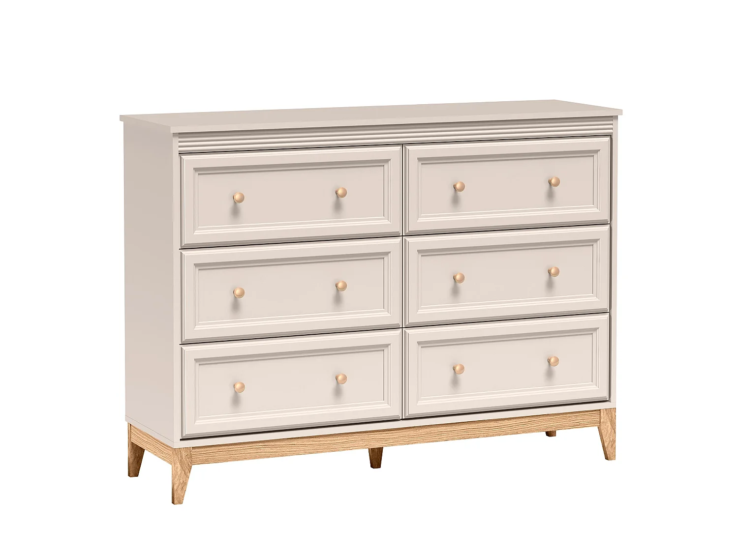 AX LIVING Kommode Nymphen Cashmere 6 Schubladen MDF Eiche Beine