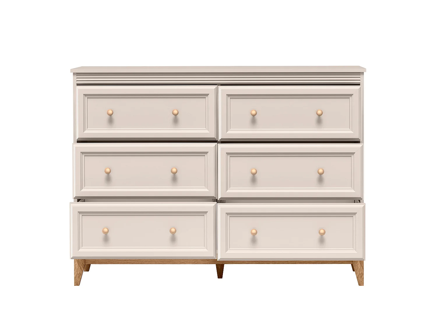 AX LIVING Kommode Nymphen Cashmere 6 Schubladen MDF Eiche Beine