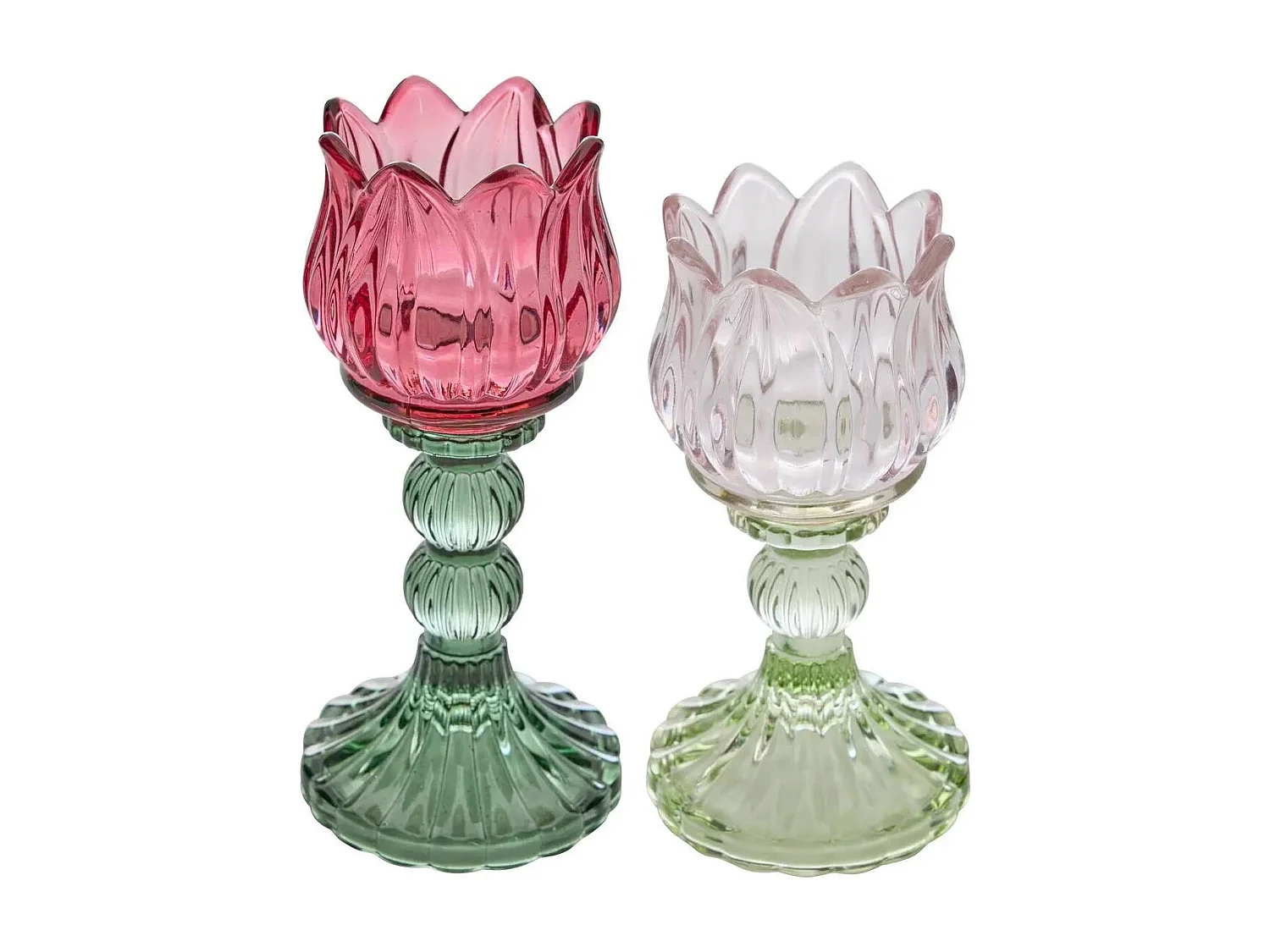 Lot de 2 Photophores Design "Fleur de Rose" 17cm Multicolore