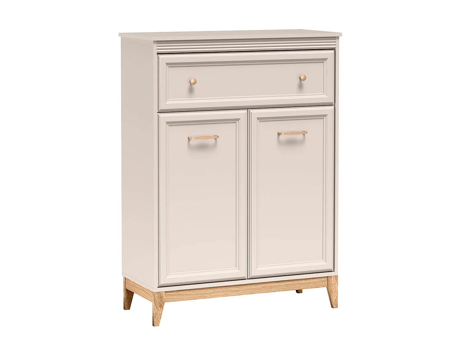 AX LIVING Kommode Nymphen Cashmere schmal 1 Schublade 2 Türen MDF Eiche Beine