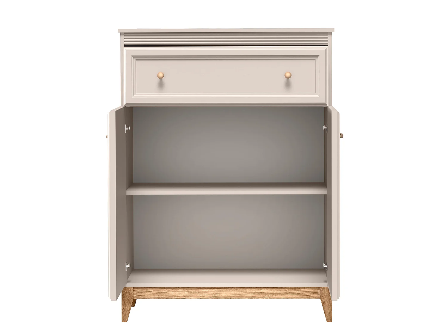 AX LIVING Kommode Nymphen Cashmere schmal 1 Schublade 2 Türen MDF Eiche Beine