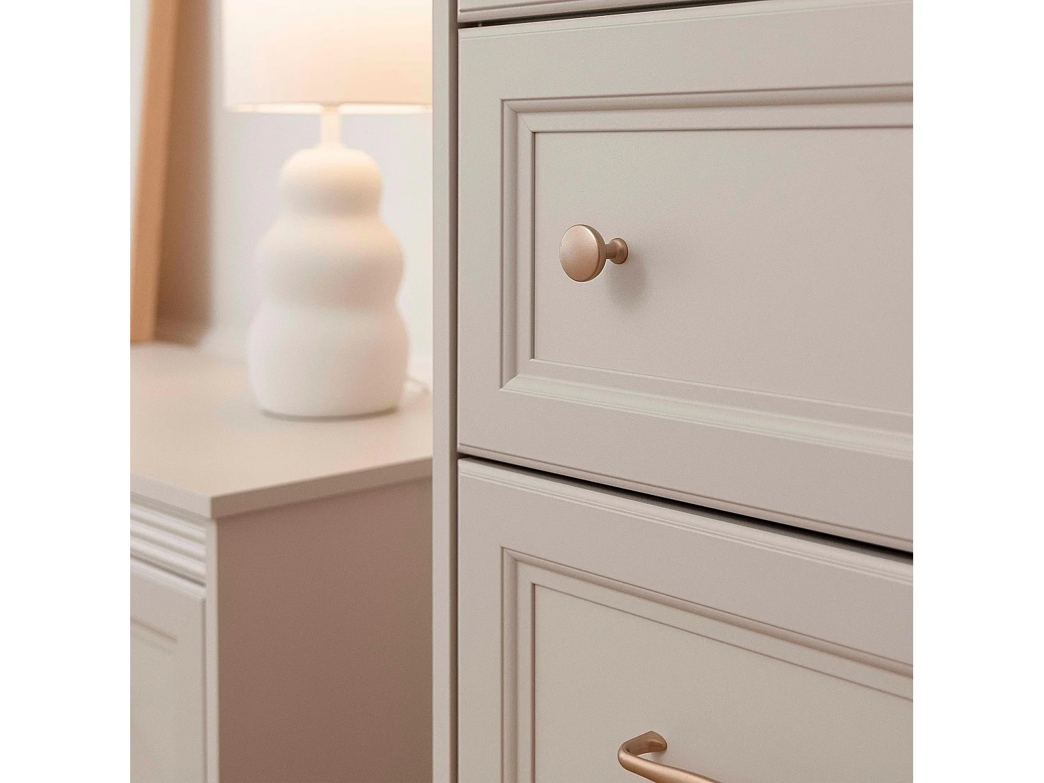 AX LIVING Kommode Nymphen Cashmere schmal 1 Schublade 2 Türen MDF Eiche Beine