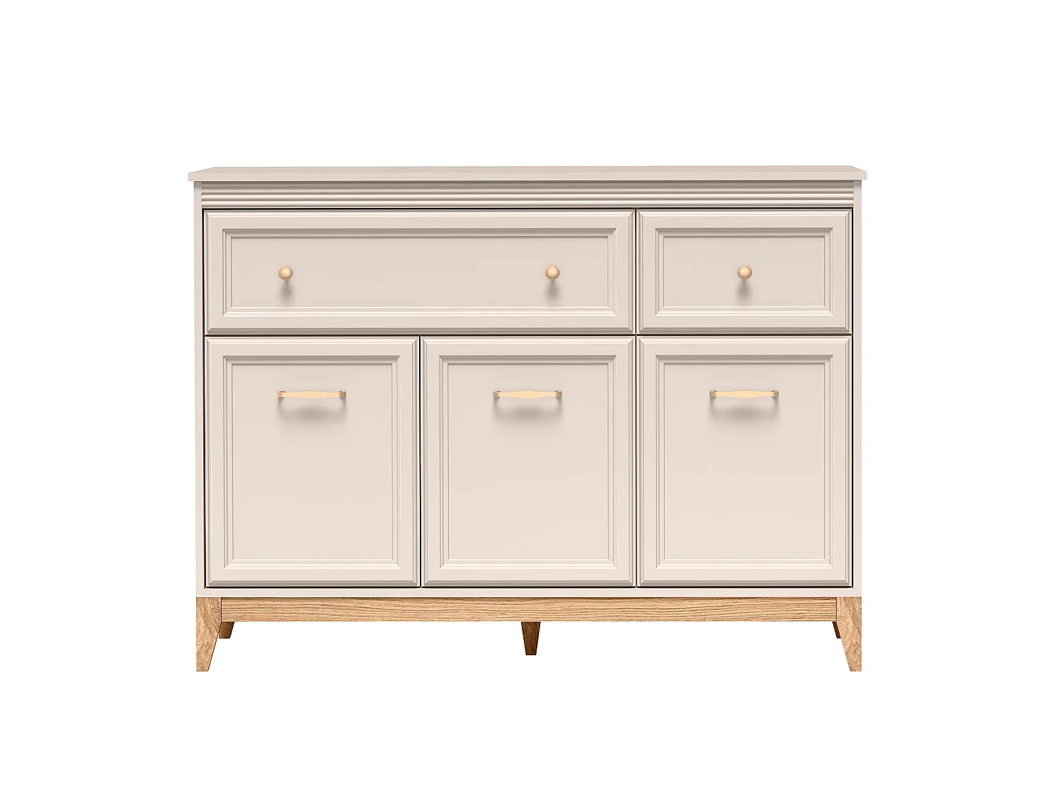 AX LIVING Kommode Nymphen Cashmere 2 Schubladen 3 Türen MDF Eiche Beine